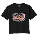 Happy Valentine Day With Love Cute Gift Women's Crop Top Tee