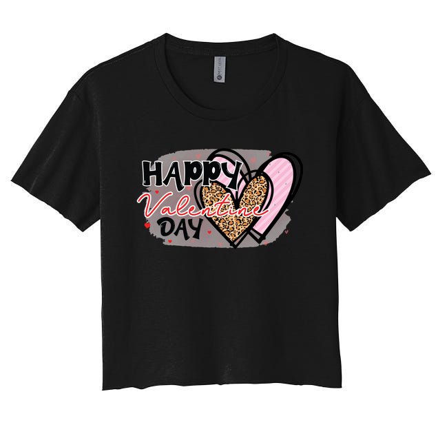 Happy Valentine Day With Love Cute Gift Women's Crop Top Tee
