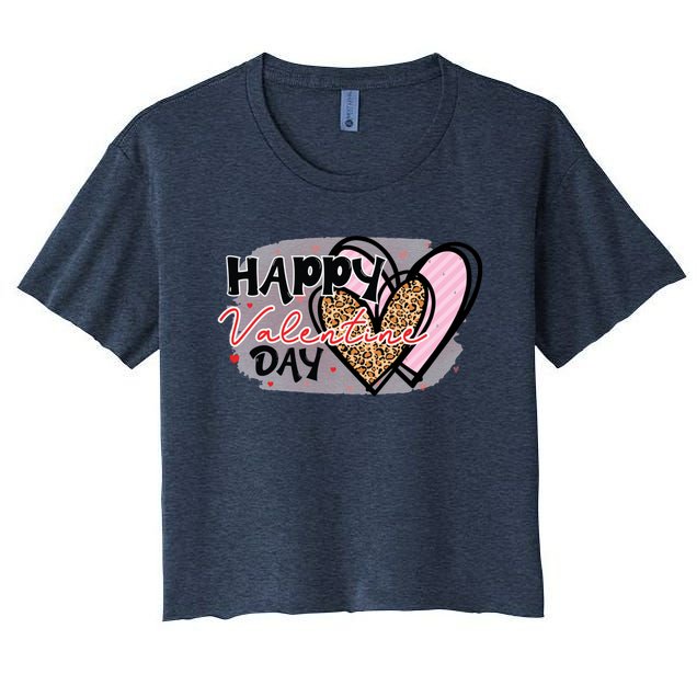 Happy Valentine Day With Love Cute Gift Women's Crop Top Tee