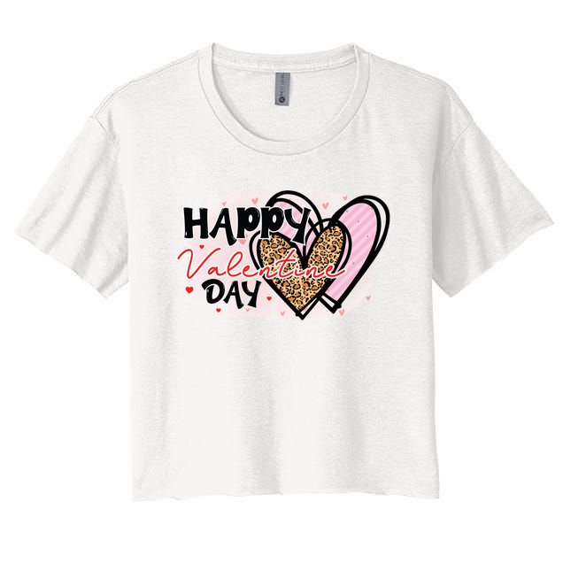 Happy Valentine Day With Love Cute Gift Women's Crop Top Tee