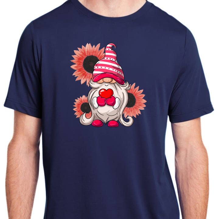 Happy Valentine's Day Gnome Sunflower Adult ChromaSoft Performance T-Shirt