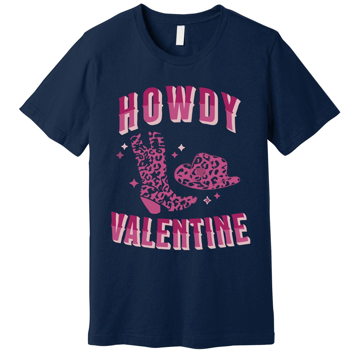 Howdy Valentine Pink Leopard Premium T-Shirt