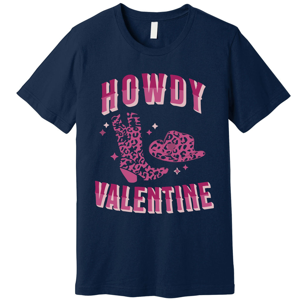 Howdy Valentine Pink Leopard Premium T-Shirt
