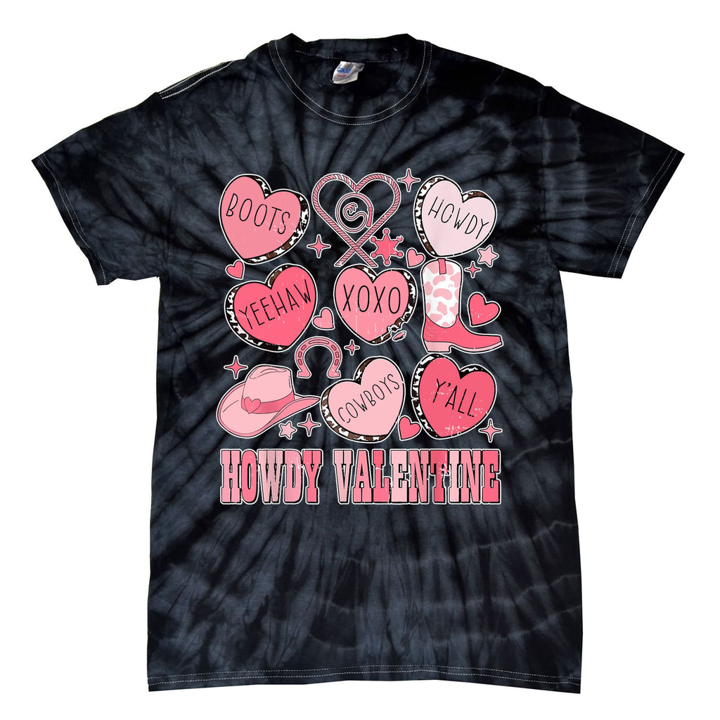 Howdy Valentine Western Valentines Cowgirl Tie-Dye T-Shirt
