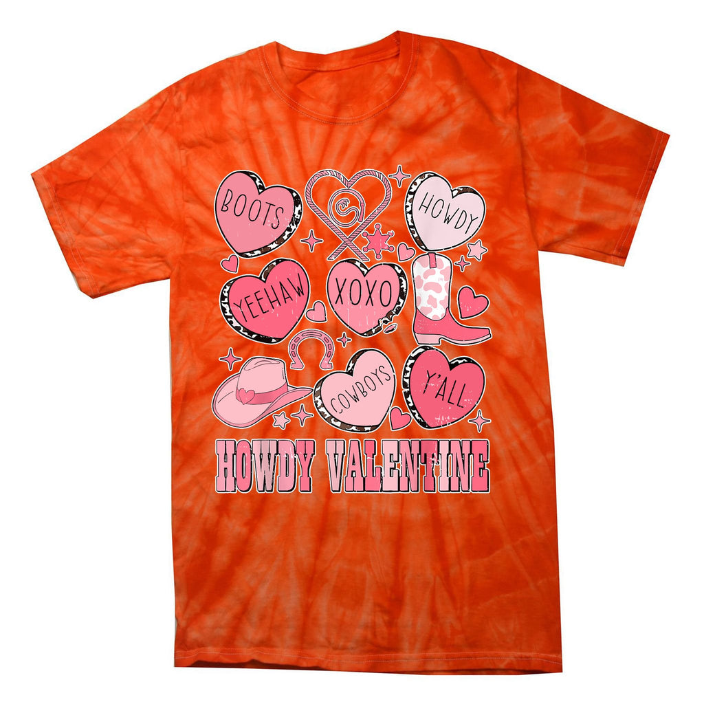 Howdy Valentine Western Valentines Cowgirl Tie-Dye T-Shirt