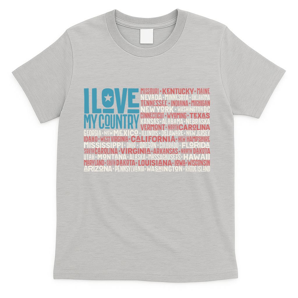 I Love My Country USA State Flag T-Shirt