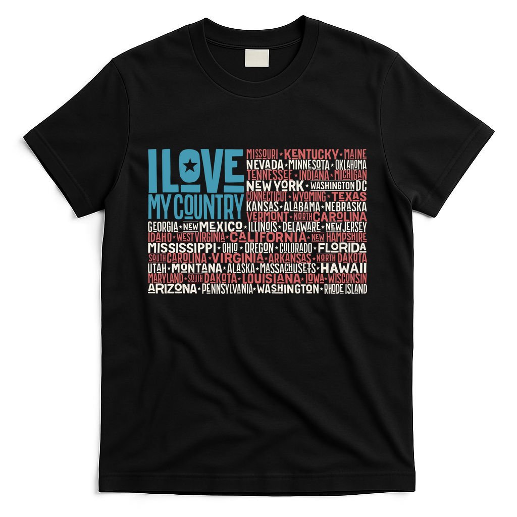 I Love My Country USA State Flag T-Shirt