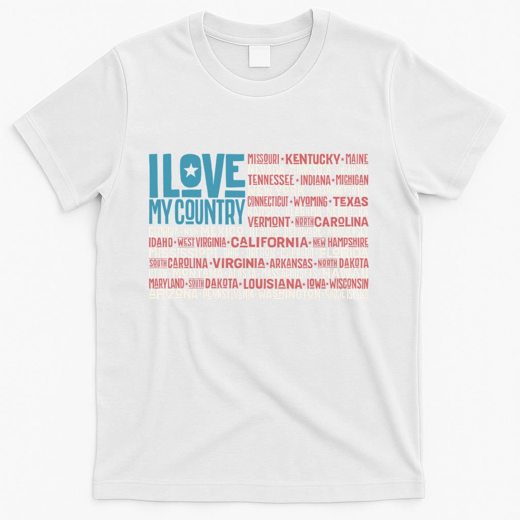 I Love My Country USA State Flag T-Shirt
