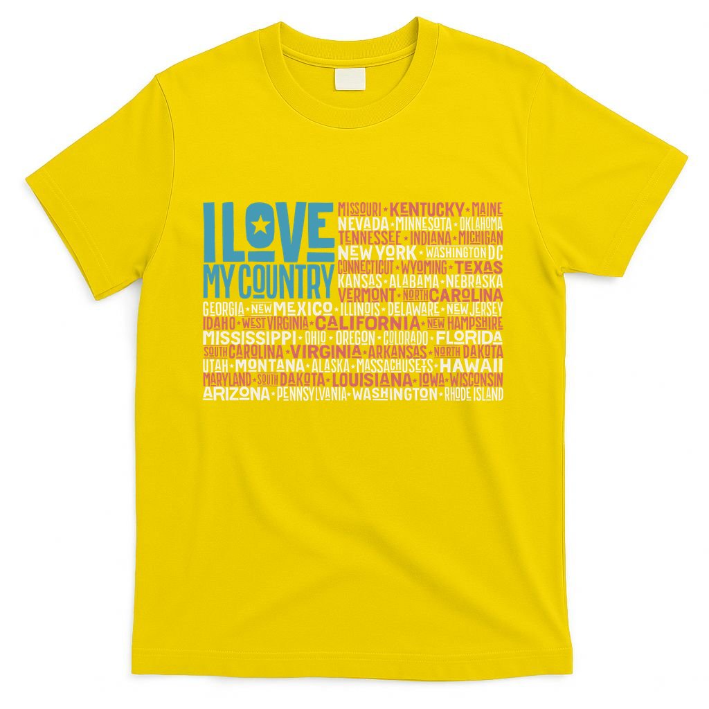 I Love My Country USA State Flag T-Shirt
