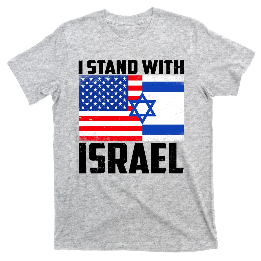 I Stand With Israel US Flags United Distressed T-Shirt