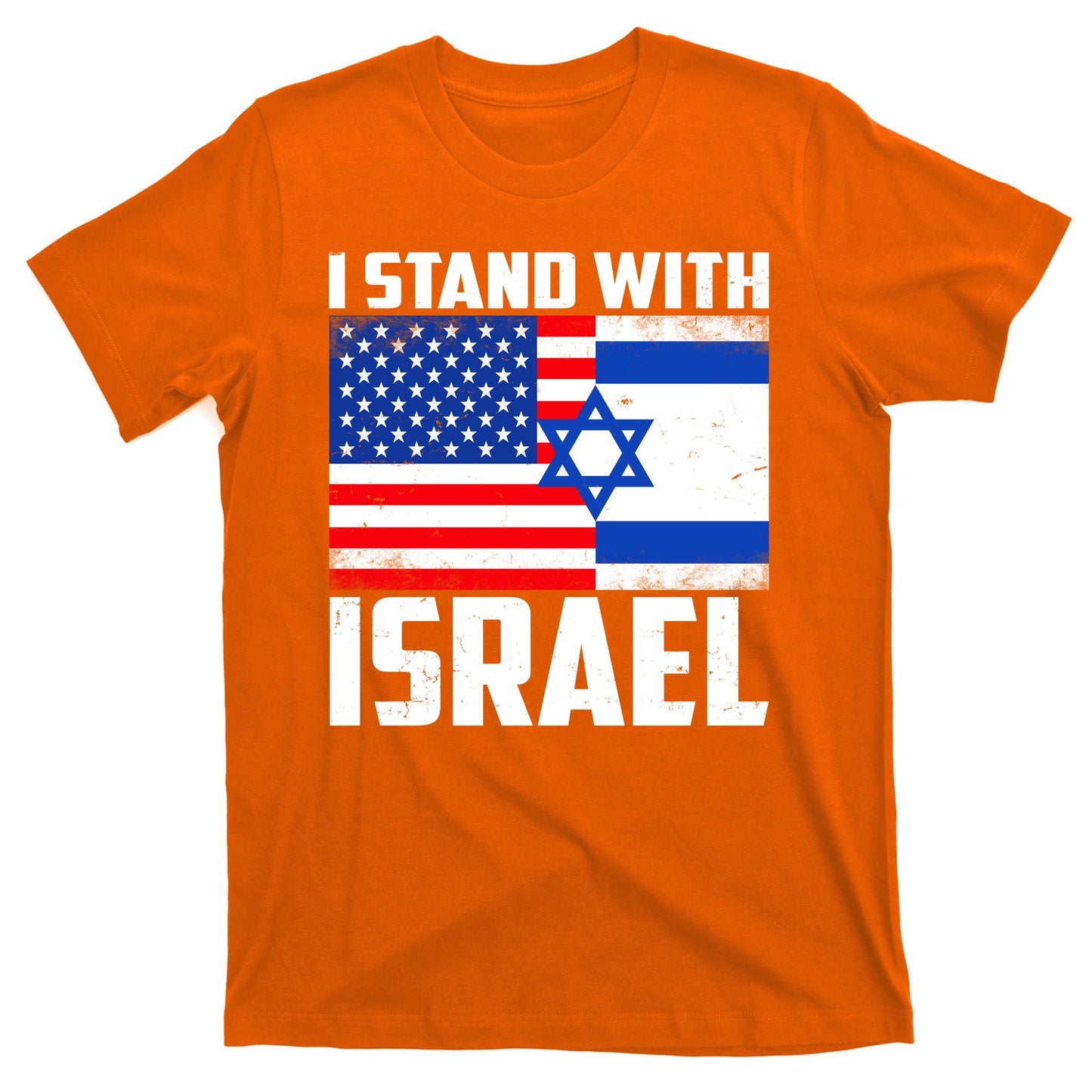 I Stand With Israel US Flags United Distressed T-Shirt