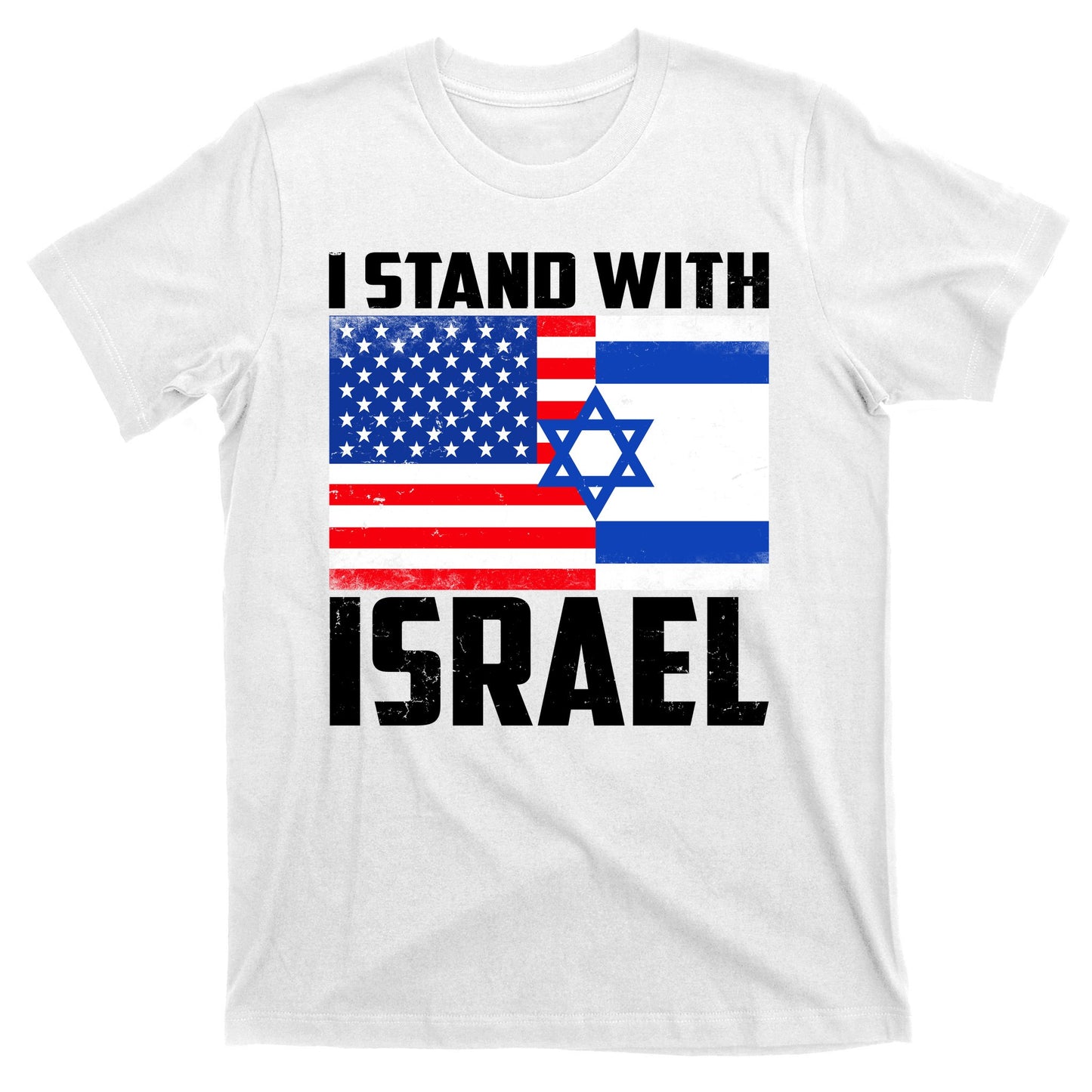 I Stand With Israel US Flags United Distressed T-Shirt