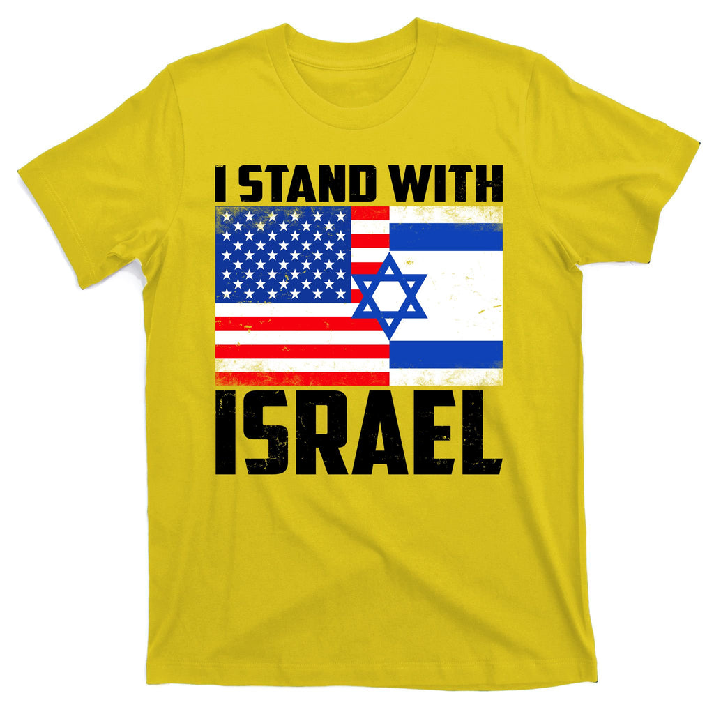 I Stand With Israel US Flags United Distressed T-Shirt