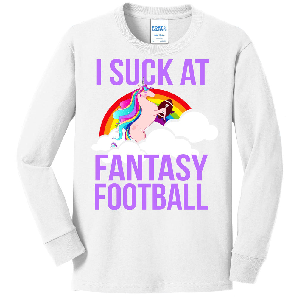 I Suck At Fantasy Football Unicorn Kids Long Sleeve Shirt