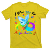 I Wear Blue For Autism Awareness Butterfly Infinity Rainbow  T-Shirt