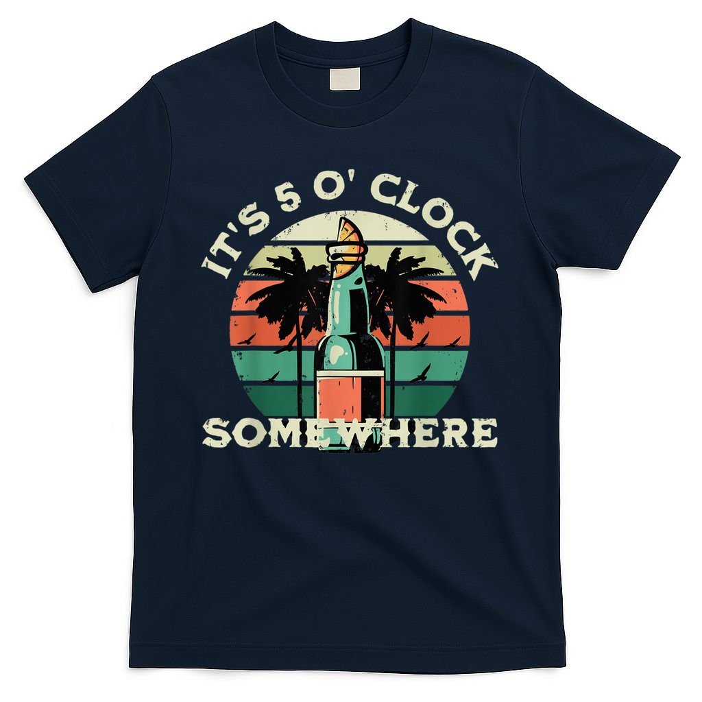 It's 5 O’clock Somewhere Summer Retro Sunset Drinking T-Shirt