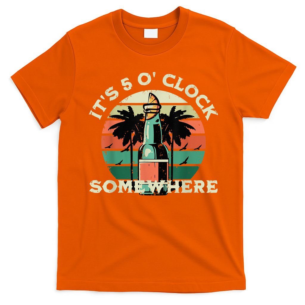 It's 5 O’clock Somewhere Summer Retro Sunset Drinking T-Shirt