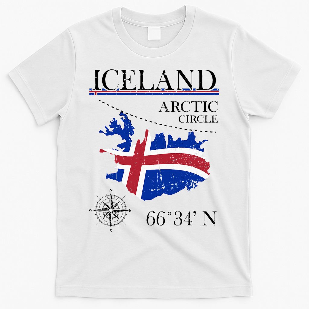 Iceland  Arctic Circle  Polar North Island Icelandic Flag T-Shirt