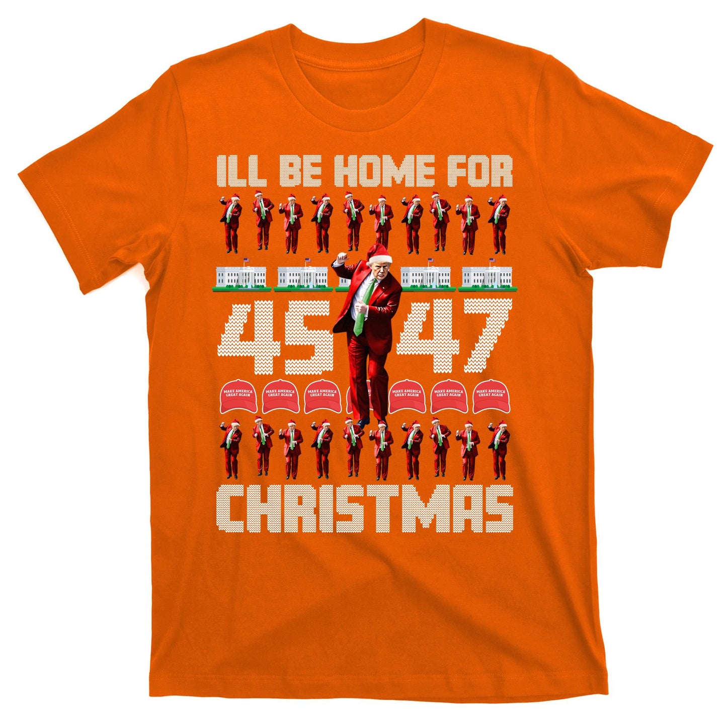ILl Be Home For Christmas Donald Trump 4547 Maga Trump Dance Ugly Christmas T-Shirt