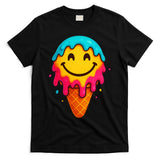 Ice Cream Cone Drip Smile Face  T-Shirt