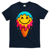 Ice Cream Cone Drip Smile Face  T-Shirt