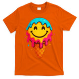 Ice Cream Cone Drip Smile Face  T-Shirt