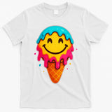 Ice Cream Cone Drip Smile Face  T-Shirt