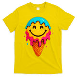 Ice Cream Cone Drip Smile Face  T-Shirt
