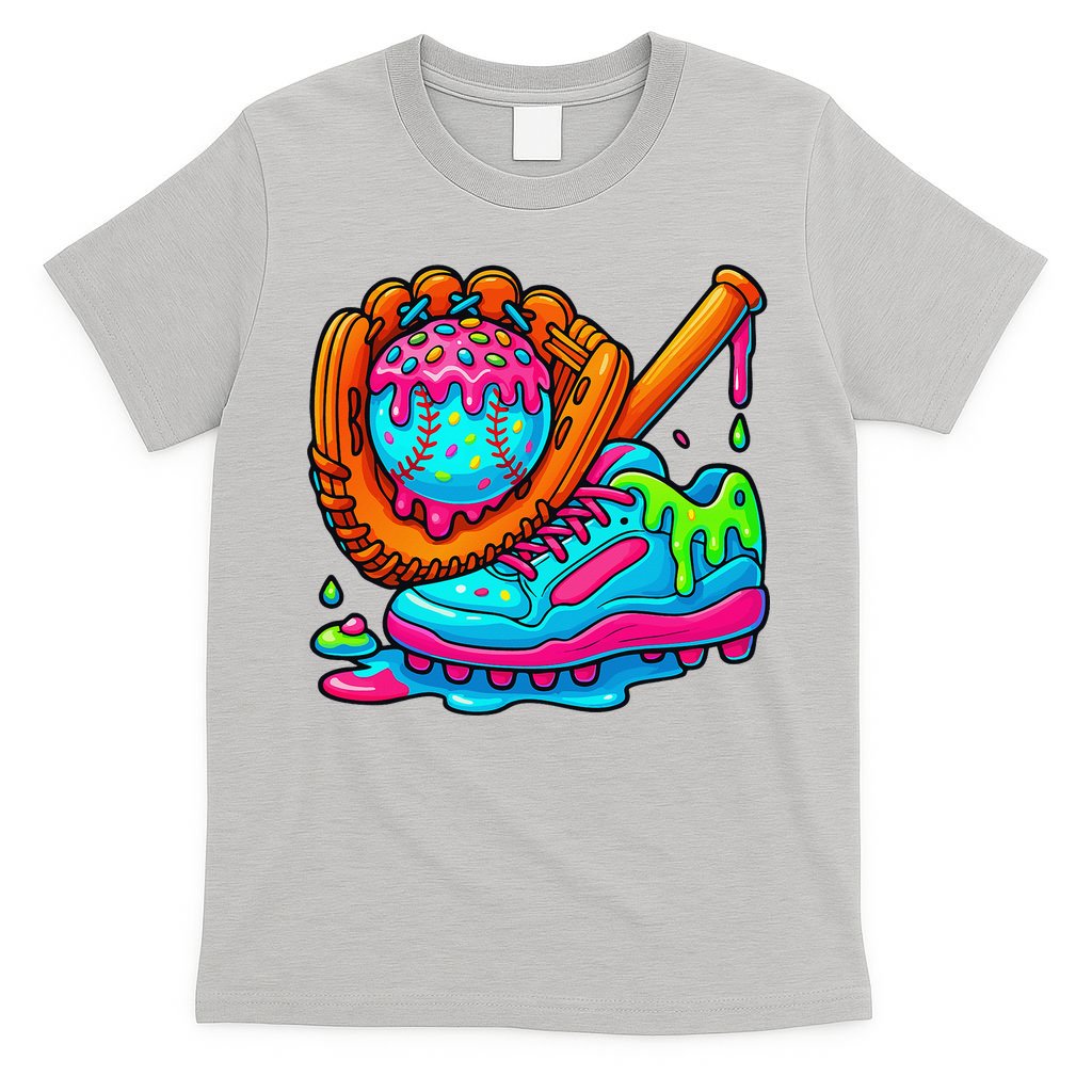 Ice Cream Drip Baseball Stuff Baseball Dripping For T-Shirt