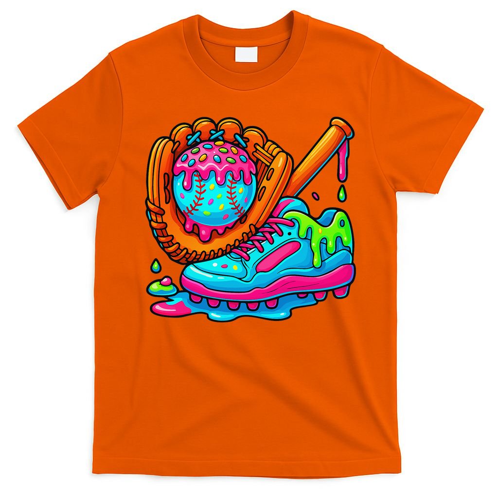 Ice Cream Drip Baseball Stuff Baseball Dripping For T-Shirt