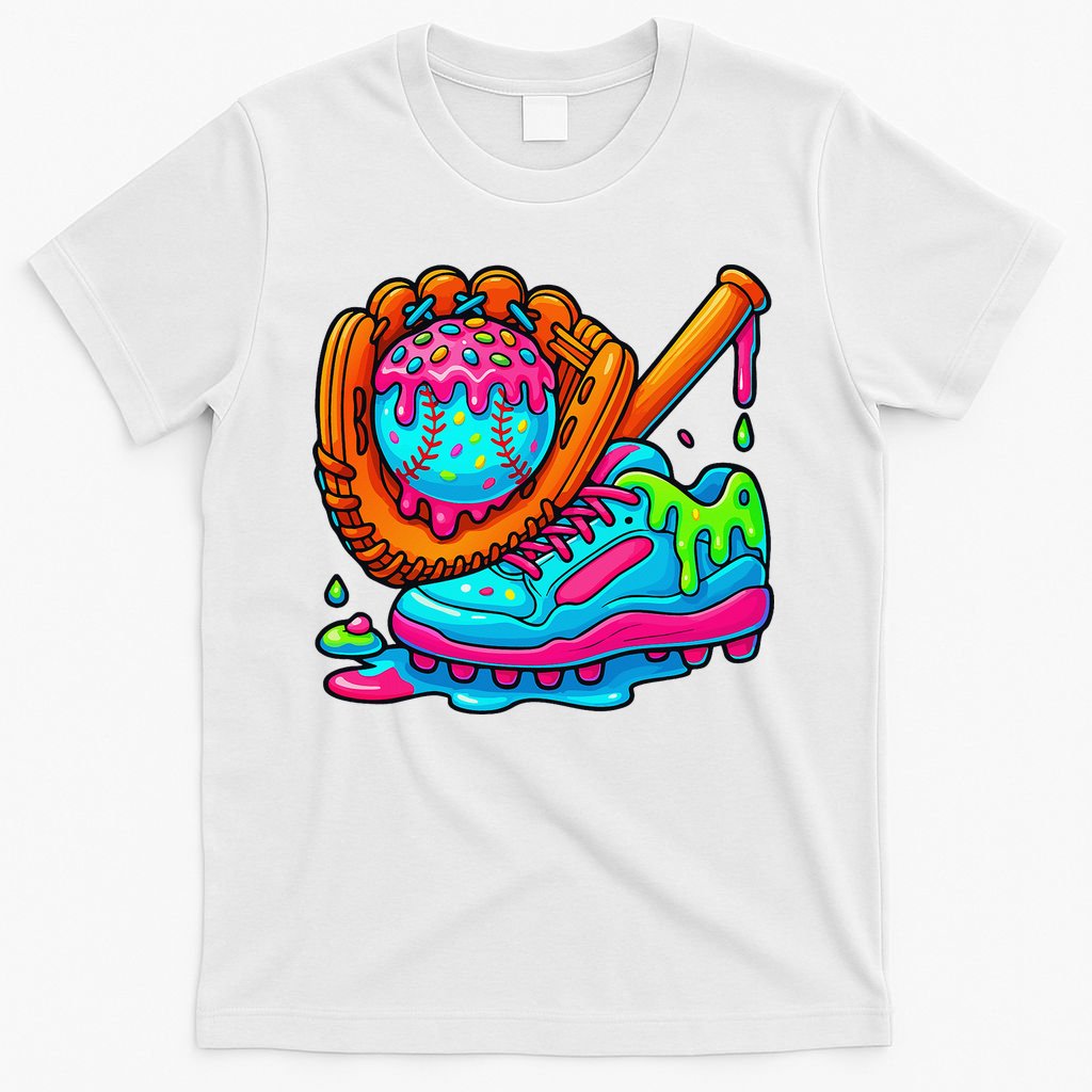 Ice Cream Drip Baseball Stuff Baseball Dripping For T-Shirt
