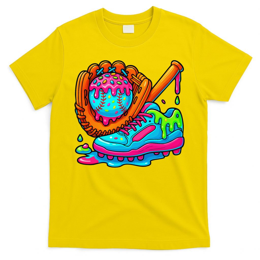 Ice Cream Drip Baseball Stuff Baseball Dripping For T-Shirt