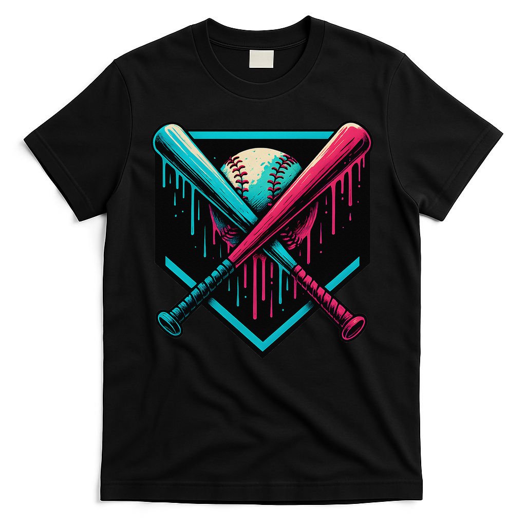 Ice Cream Dripping Baseball Home Plate Drip Respect The T-Shirt