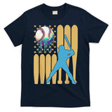 Ice Cream Drip Baseball Bat Baseball Player 4th Of July T-Shirt