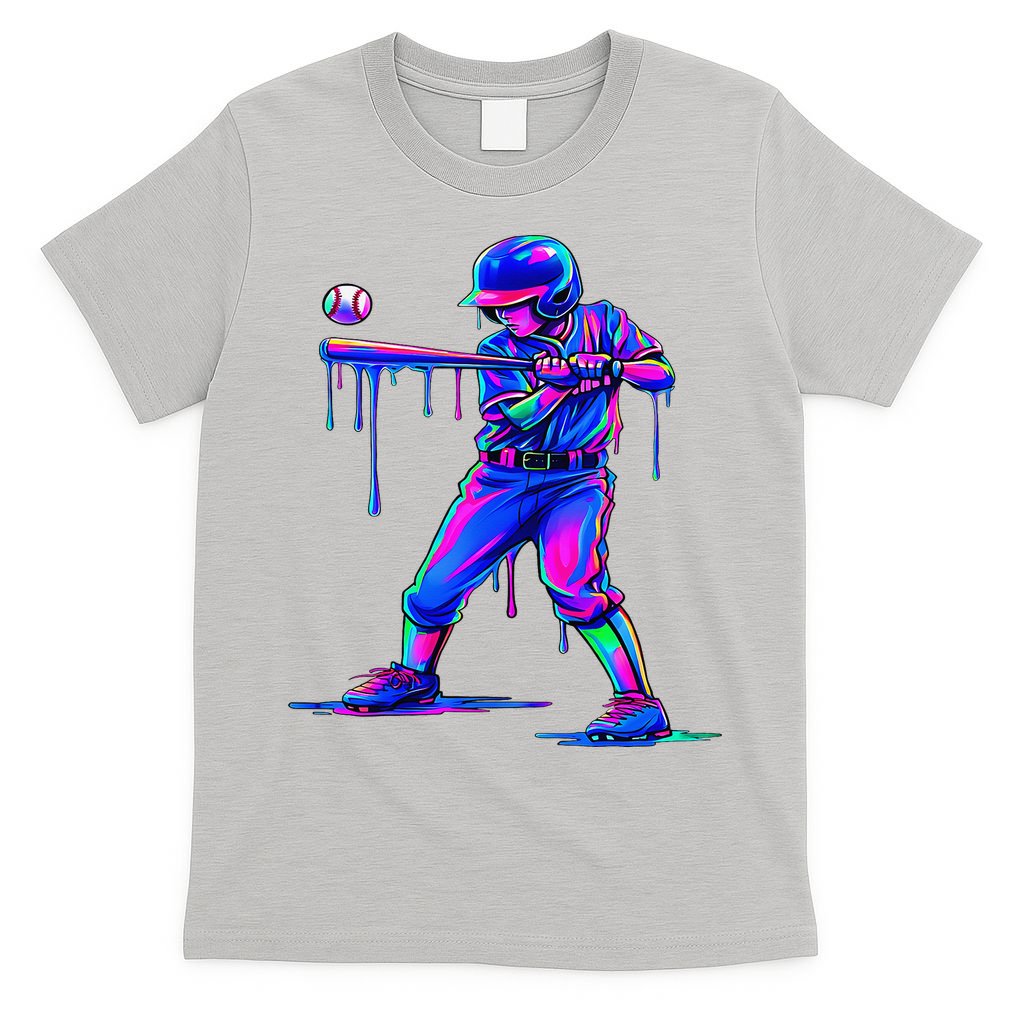 Ice Cream Drip Baseball Melting Bat Player T-Shirt