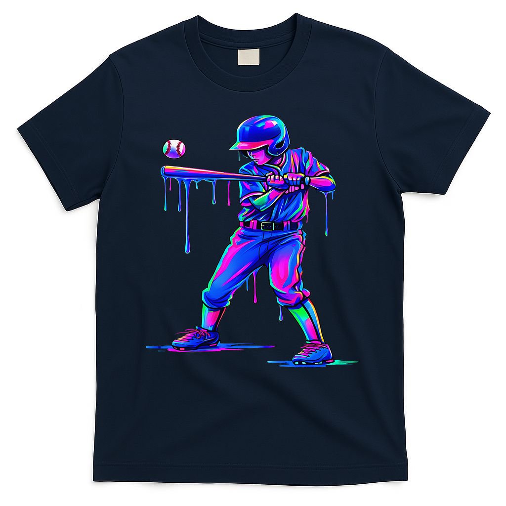 Ice Cream Drip Baseball Melting Bat Player T-Shirt