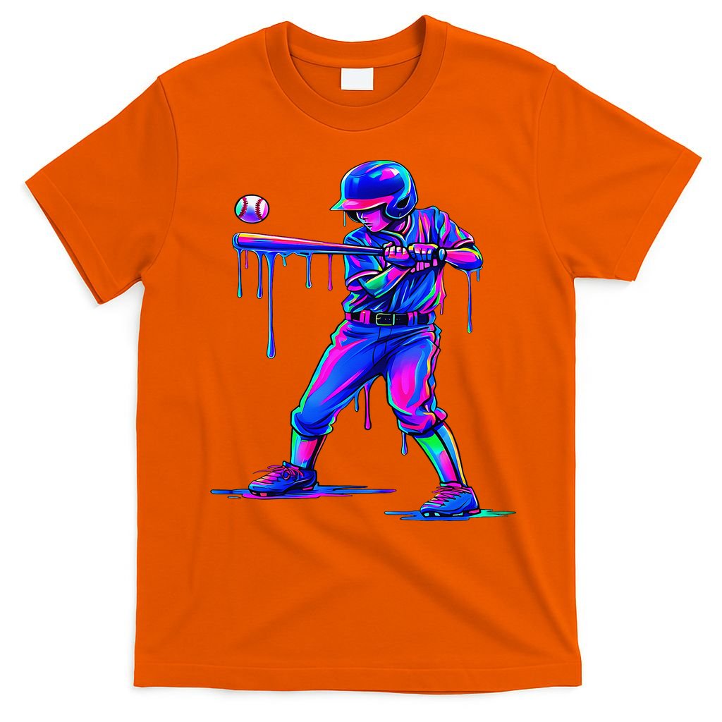 Ice Cream Drip Baseball Melting Bat Player T-Shirt
