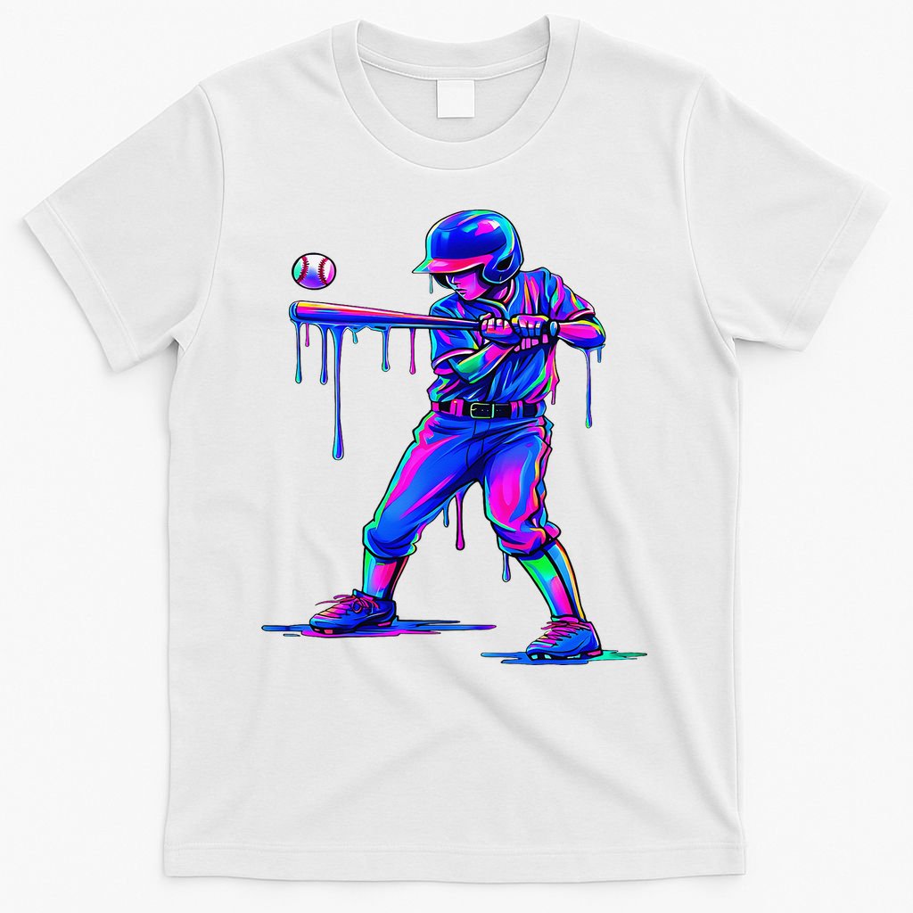 Ice Cream Drip Baseball Melting Bat Player T-Shirt