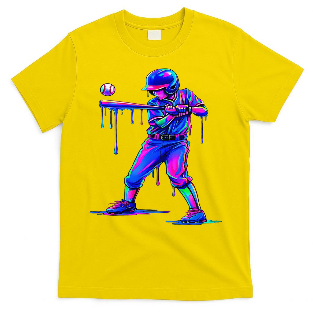 Ice Cream Drip Baseball Melting Bat Player T-Shirt