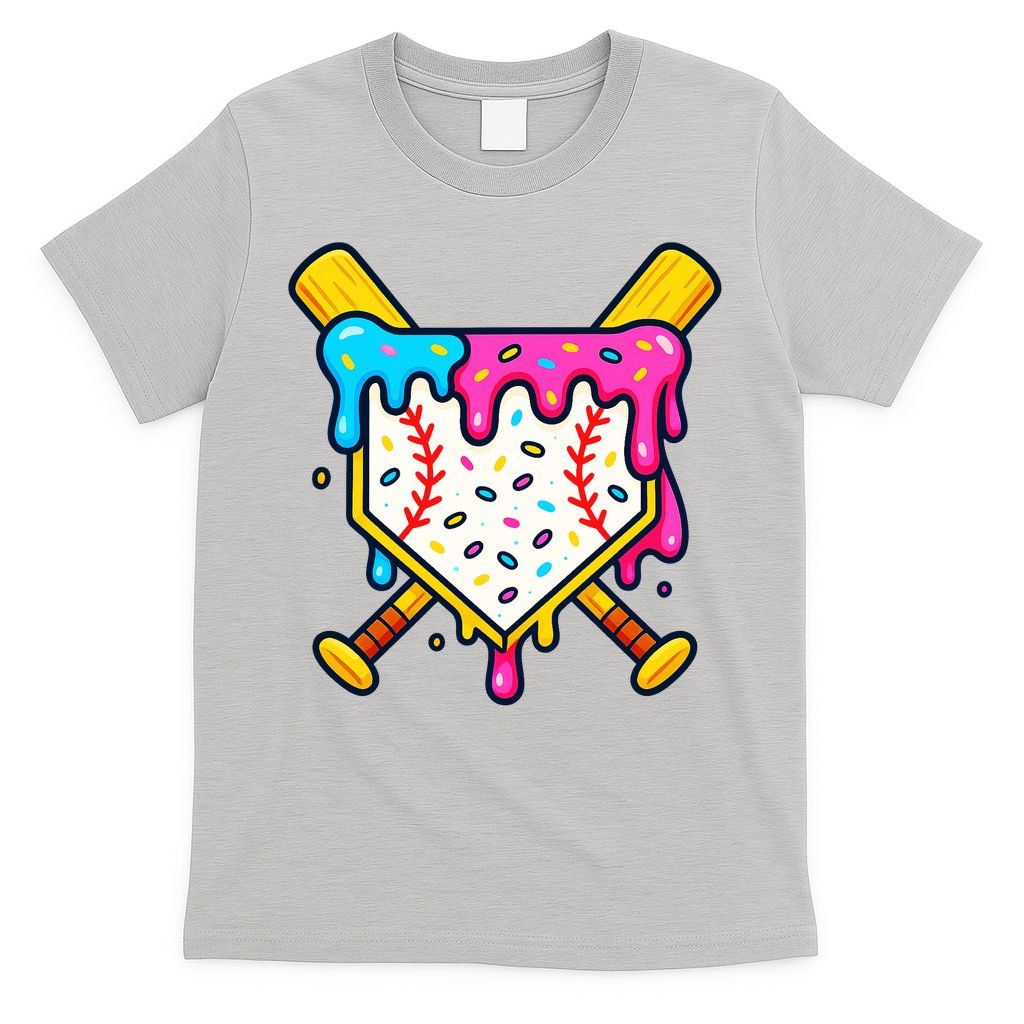 Ice Cream Drip Baseball Bat Home Plate Cool T-Shirt