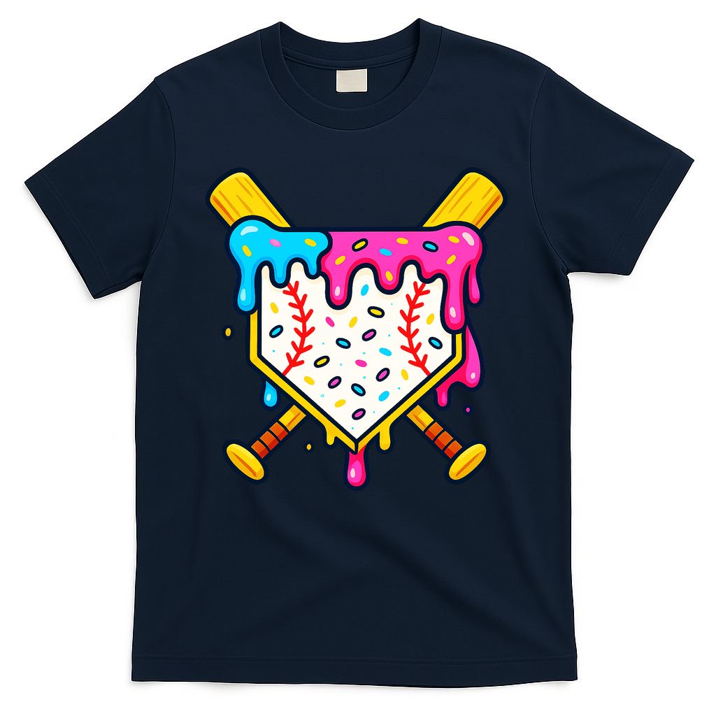 Ice Cream Drip Baseball Bat Home Plate Cool T-Shirt