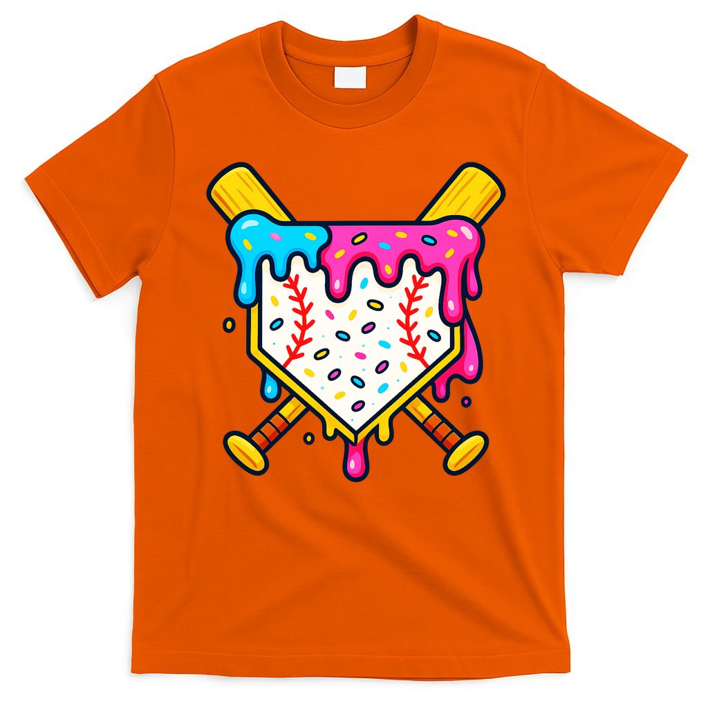 Ice Cream Drip Baseball Bat Home Plate Cool T-Shirt