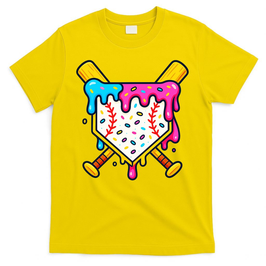 Ice Cream Drip Baseball Bat Home Plate Cool T-Shirt