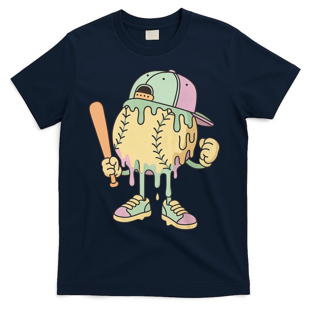 Ice Cream Drip Baseball Spots Retro T-Shirt