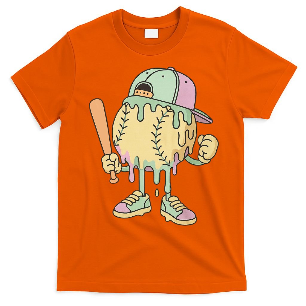 Ice Cream Drip Baseball Spots Retro T-Shirt