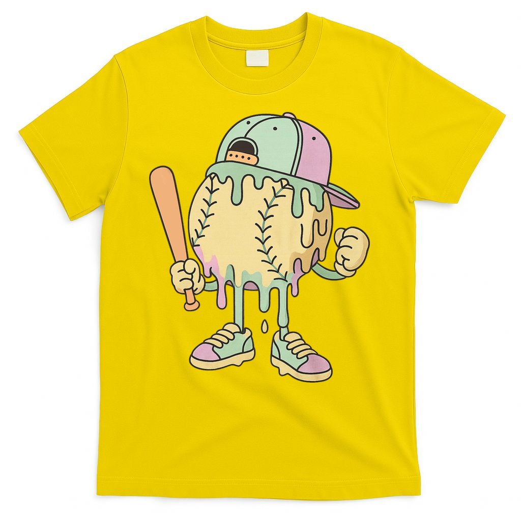 Ice Cream Drip Baseball Spots Retro T-Shirt