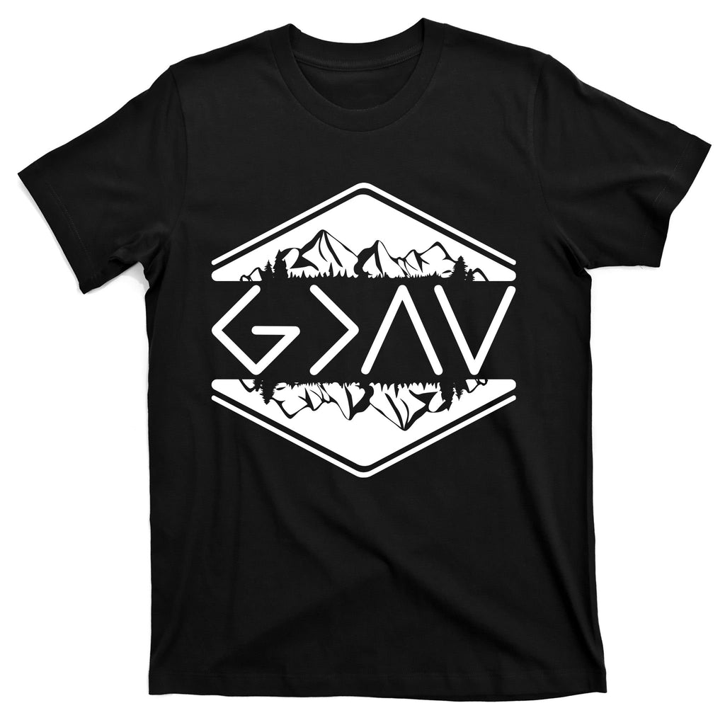 Inspirational Christian God Is Greater Than The High And Lows Camping T-Shirt