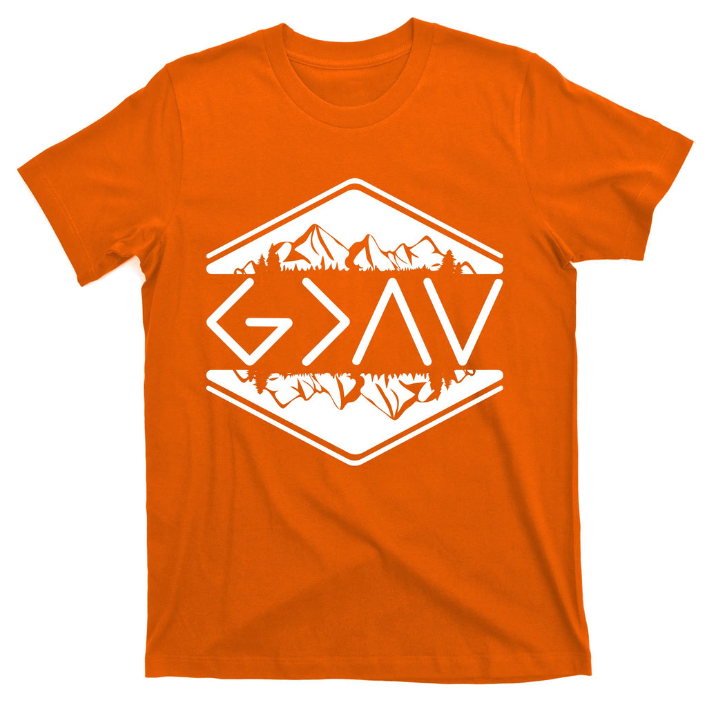 Inspirational Christian God Is Greater Than The High And Lows Camping T-Shirt