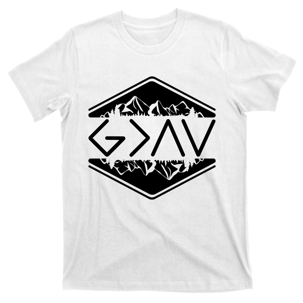 Inspirational Christian God Is Greater Than The High And Lows Camping T-Shirt