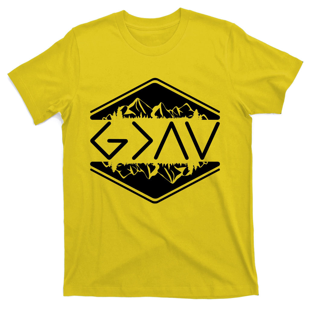 Inspirational Christian God Is Greater Than The High And Lows Camping T-Shirt